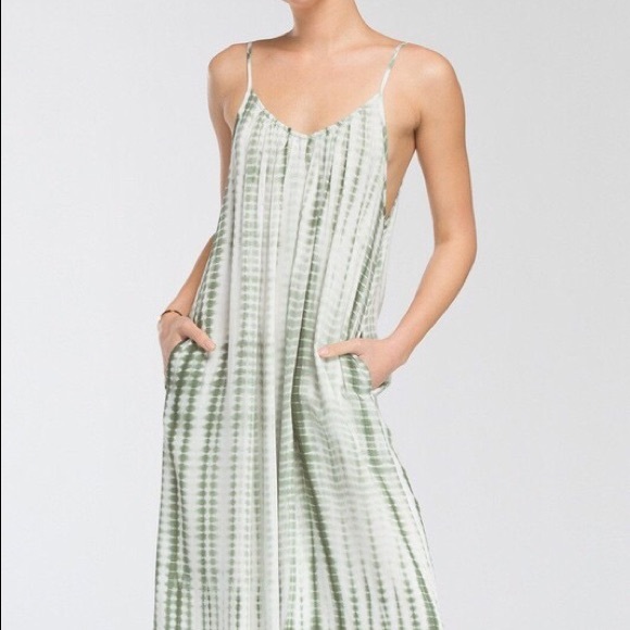 Tie Dye 3/4 Length Jumpsuit- OLIVE ONLY - Picture 4 of 5